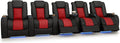 Seatcraft Diamante Zero-Gravity CoolZero Italian Leather Home Theater Seating, Power Headrest, Power Recline, Row of 5, Black/Red