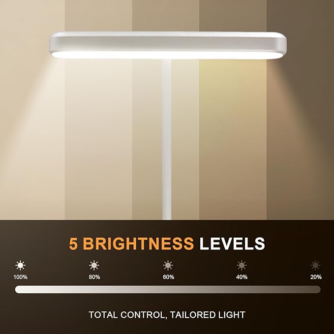 Rechargeable Book Lights for Reading at Night 25 LED - Eye Caring 15 Level Stepless Dimming, Extended 60Hrs Runtime, Lightweight Clip on Light, Gifts for Book Lovers, White