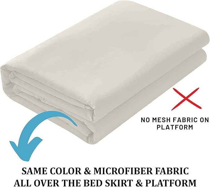 Ruffled Bed Skirt with Split Corners, Ivory, Queen 18 Inch Drop Bedskirt, Hotel Quality Brushed Microfiber Wrinkle Free Dust Ruffle Bed Skirt Queen Size
