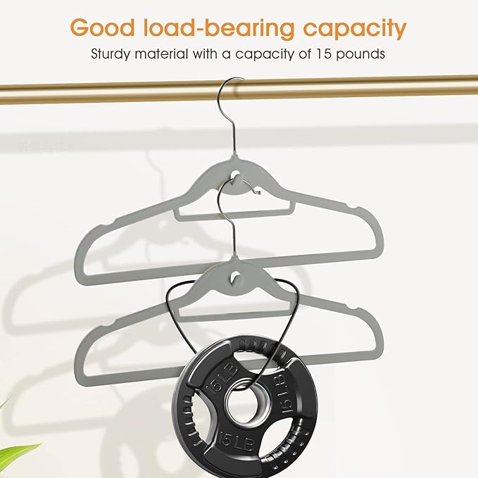 Velvet Clothing Hangers Slim Stackable Non-Slip Grey Suit Hanger Space Saving Clothes Hanger Heavy Duty Adult Hangers with 360°Swivel Hook Pack of 20
