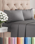 Twin 4 Piece Sheet Set - Cooling, Comfy & Breathable - Hotel Luxury Bedding, Includes Fitted Sheet for Women, Men, Kids & Teens - 1 Flat, 1 Fitted Sheet, 2 Pillowcases with Deep Pockets - Dark Grey