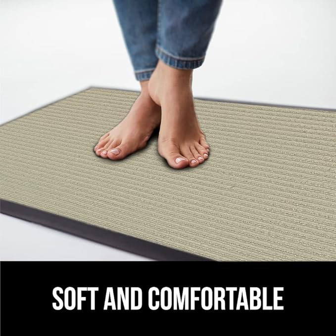 GORILLA GRIP Waterproof Traffic Guard Door Mat, 47x35, Heavy Duty Entryway Mats, Strong Rubber Back Commercial Utility Rugs for Office Hallway, Garage Floor and Home, Low Profile Carpet Runner, Beige