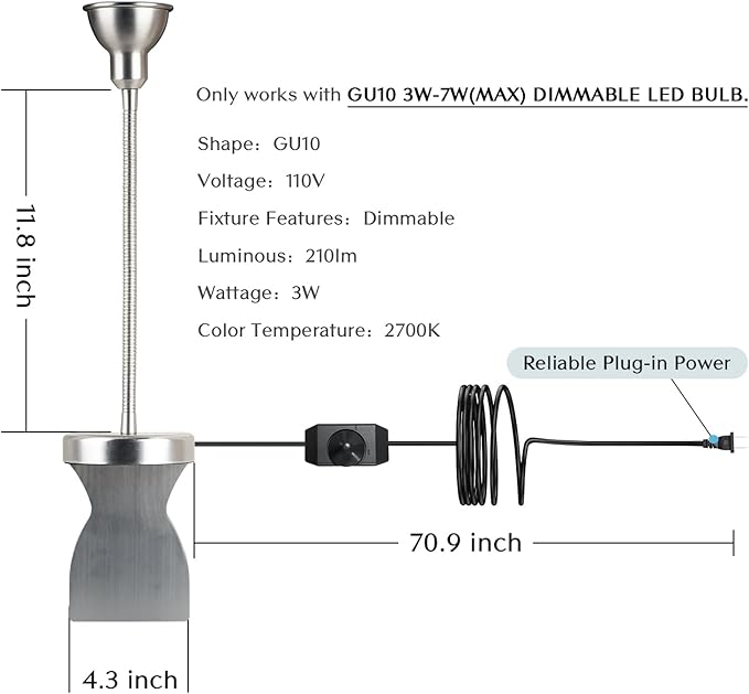 Solfres Patented Innovative Design Headboard Reading Light. No Drilling Golden Book Light for Bedtime Reading. Dimmable LED Book Reading Lamp with Bulb. Movable & Flexible, Silver