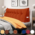 WOWMAX 100% Cotton Corduroy Headboard Pillow – King Size Back Support Reading Wedge for Bed & Daybed, Plush Handmade Bolster Cushion with Removable Cover, Cozy Bed Rest Pillow, Rusty Orange