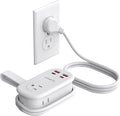 ORICO 65W GaN Travel Power Strip with 7-in-1 Charging Ports (3 AC Outlets/2 USB-A/2 USB-C), Flat Plug and 4FT Extension Cord, Fast Charger for MacBook Pro/Air, iPad Pro, iPhone 17/16/15- AP3