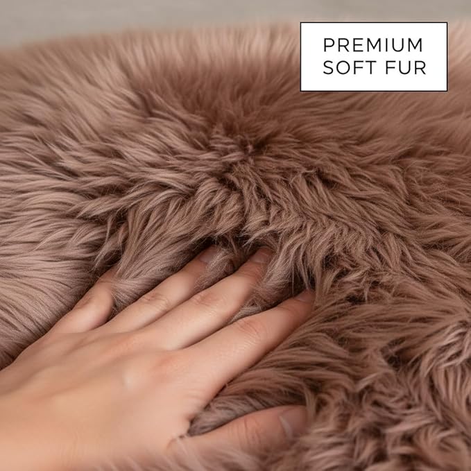 Premium Genuine Sheepskin Rug 2' x 6' Long Fur Soft & Natural Bedside Area Rug, Tan, Double Pelt