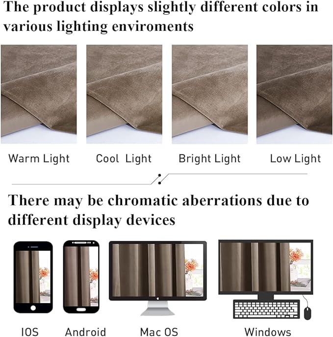 StangH Taupe Curtains 90 inches Long, Super Soft Velvet Room Darkening Window Treatment Noise Reducing Door Panels for Patio Bedroom, W52 x L90, 2 Panels