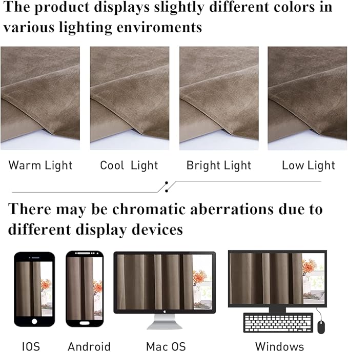 StangH Taupe Velvet Curtains Luxury Thermal Insulated Window Drapes Thick Heavy Light Blocking Room Dividers for Living Room Office French Door, 52 x 84 inches, 2 Panels