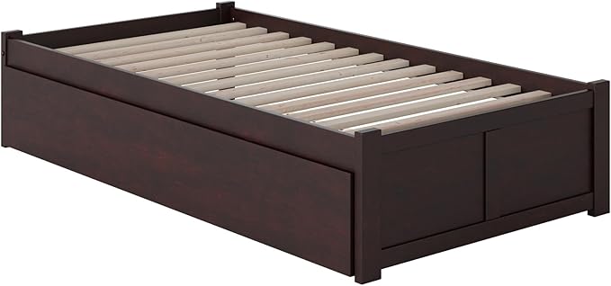 AFI Concord Twin Size Platform Bed with Footboard & Twin Trundle in Espresso