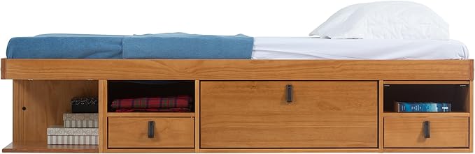 memomad Bali Storage Platform Bed with Drawers (Full Size, Oak Brown Wood)