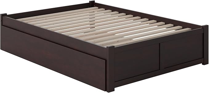 AFI Concord Queen Size Platform Bed with Footboard & Twin XL Trundle in Espresso