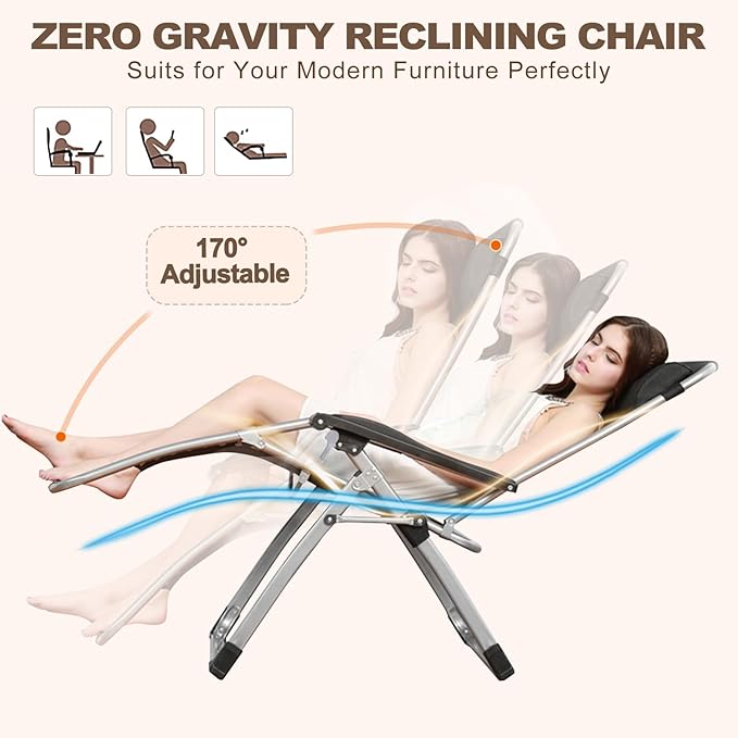 DoCred Comfy Folding Recliner Chair - Bedroom & Living Room, Patio Lounge Chair with Removable Cushion for Indoor Outdoor
