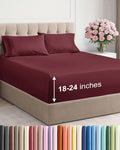 Extra Deep Twin XL Sheet Set - 4 Piece Breathable & Cooling Sheets - Hotel Luxury Bed Sheets Set - Easy & Secure Fit - Soft, Wrinkle Free & Comfy Sheets Set - Burgundy Sheet Set w/Extra Deep Pockets