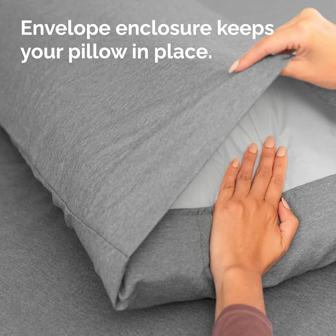 King Pillow Cases Set of 4 - Ultra Soft Hotel Quality Pillowcase Covers - Comfy, Cozy & Wrinkle Free - Shrinkage and Fade Resistant - Machine Washable Pillow Protectors - 4 Piece Set - Heathered Grey