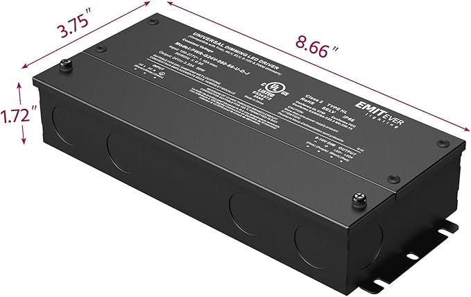 EMITEVER Dimmable Led Driver, 80W AC 110V-277V to DC 24V Transformer, 5-in-1 Dimming: ELV/MLV/TRIAC / 0-10V / 1-10V / 10V PWM/Potentiometer,Class 2,Waterproof IP67 and UL Listed，Class 2