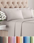Full 6 Piece Sheet Set - Cooling, Comfy & Breathable - Hotel Luxury Bedding, Includes Fitted Sheet for Women, Men, Kids & Teens - 1 Flat, 1 Fitted Sheet, 4 Pillowcases with Deep Pockets - Light Grey