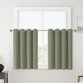 ChrisDowa 100% Blackout sage Solid Curtains 45 Inches Long 2 Panels for Bedroom Living Room,Farmhouse Room Darkening Thermal Insulated Soundproof Grommet Top Window Treatment Drapes,52x45