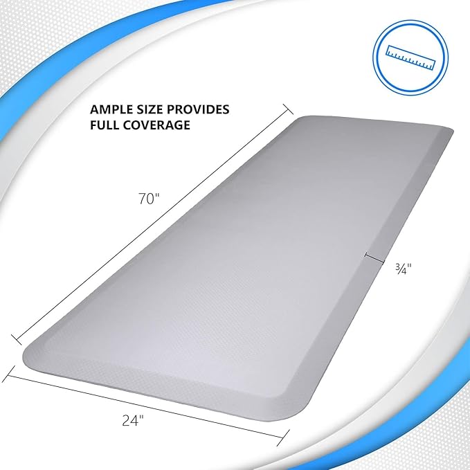 Fall Protection Mat for Elderly - Cushion Safety Mat Reduces Impact - Anti-Slip Fall Mats for Elderly - Bedside Floor Mats-24''x70''x3/4''-Grey