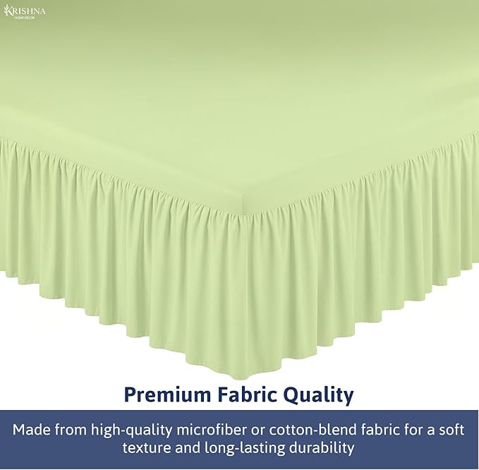 KRISHNA Ruffled Bed Skirt with Split Corners Full, 100% Microfiber Hotel Quality, 18 Inch Drop Dust Ruffle Gathered Bedskirt with Platform, 54" x 75", Sage