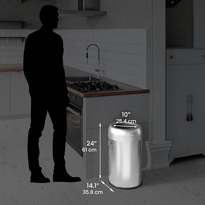 iTouchless 13 Gallon Dual-Deodorizer Trash Can and Recycle Bin Stainless Steel Commercial Grade, Large 10 Inch, Home, Restaurant, Restroom, Office, Open Top, Round