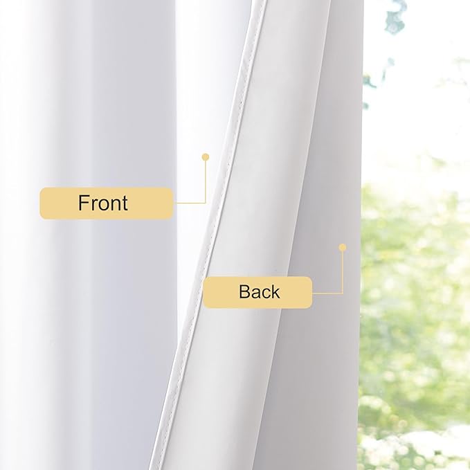 NICETOWN Pure White 100% Blackout Curtains 72 inches Long with White Liner, Grommet Thermal Drapes Privacy Window Treatments for Bedroom/Night Shift, 1 Panel, W52 x L72