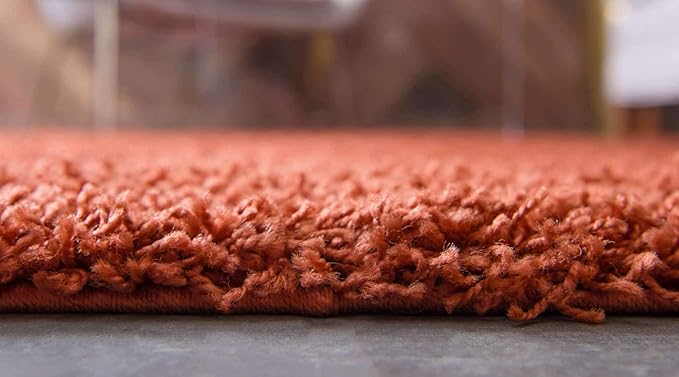 Unique Loom Solid Shag Collection Area Rug (8' x 10' Rectangle, Terracotta)