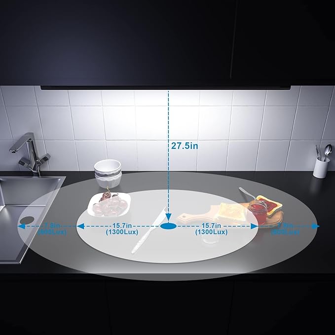 WOBANE LED Under Cabinet Lighting, 24 inch Black Cabinet Light, Hand Wave Activated, Warm White to White Color Tunable,Touchless Dimmable Panel for Kitchen,Counter,Shelf,Under Desk Lighting 1200LM