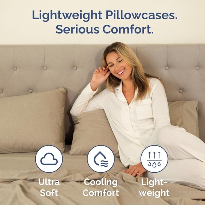 Queen Pillow Cases Set of 4 - Ultra Soft Hotel Quality Pillowcase Covers - Comfy, Cozy & Wrinkle Free - Shrinkage and Fade Resistant - Machine Washable Pillow Protectors - 4 Piece Set - Heathered Tan