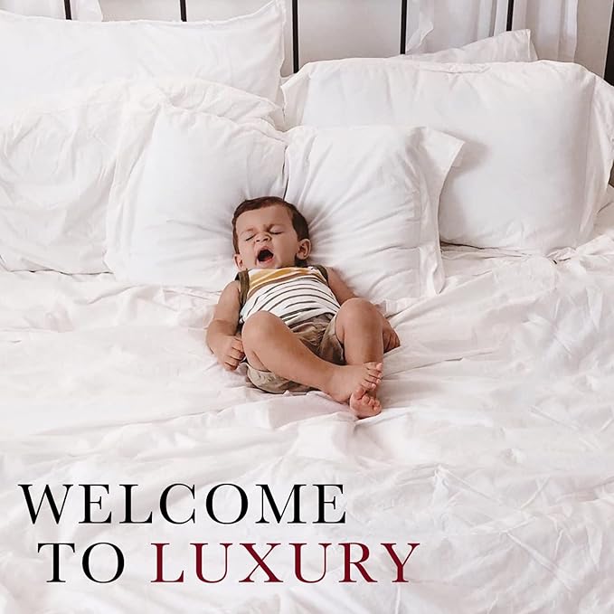 Red Land Cotton Luxury Sheet Set | 100% American Grown Cotton Basics | Premium Hotel Ultra-Soft Lightweight 4 Piece USA Made Deep Pocket Fitted, Flat Sheet, & Pillowcases Percale Weave (Full/White)