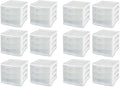 Sterilite ClearView Compact Stacking 3 Drawer Storage Organizer System for Crafting Supplies, Home Office, or Dorm Room, (12 Pack)