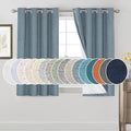 PrinceDeco 100% Blackout Curtains for Bedroom Linen Blackout Curtains 54 Inches Long Room Darkening Burlap Grommet Textured Curtains&Drapes Luxury Decor for Living Room 52x54 Inch, Stone Blue,2 Panels