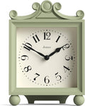 JONES CLOCKS® Parlour Mantel Clock | Classic Carriage Clock | Sage Green | Elegant Square Decorative case, Perfect for Mantel, Shelf, Table or Bedside