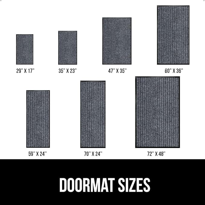 GORILLA GRIP Waterproof Traffic Guard Door Mat, 2 Pack Heavy Duty Entryway Mats, Strong Rubber Back Commercial Rugs for Office Hallway, Garage Floor and Home, Low Profile Carpet, 29x17, Charcoal Gray