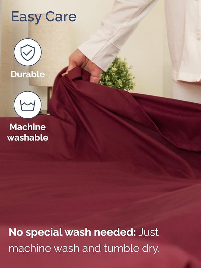 Extra Deep Full Sheet Set - 6 Piece Breathable & Cooling Sheets - Hotel Luxury Bed Sheets Set - Easy & Secure Fit - Soft, Wrinkle Free & Comfy Sheets Set - Burgundy Sheet Set with Extra Deep Pockets