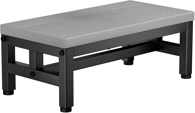 Y&M One Step Stool for Adults Kids, Adjustable Non-Slip Foot Stool with Sturdy Metal Frame, Bed Step for High Beds, Portable Step for Kitchen, Bathroom, Bedroom, Living Room – Gray