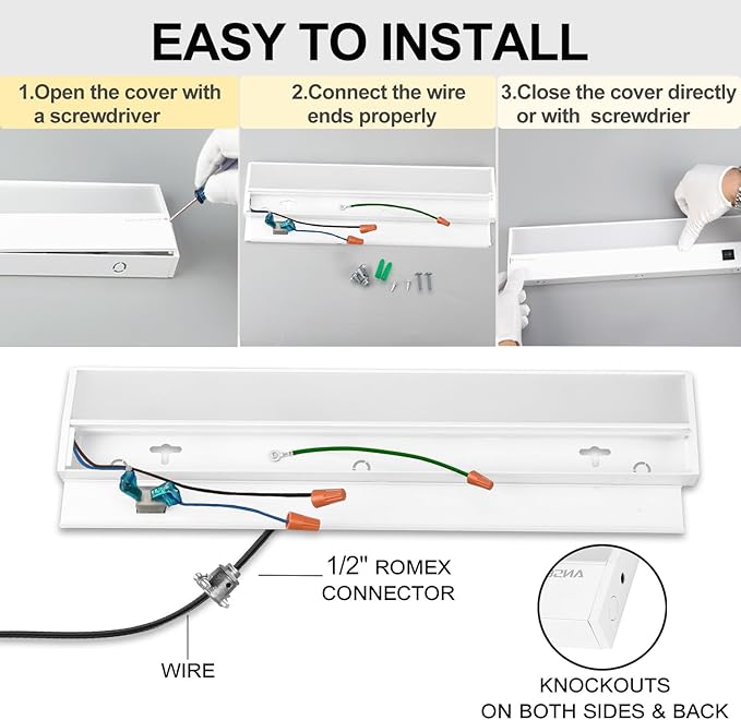 Ansen 4Packs of Under Cabinet Lighting Hardwired, 18IN 15W 998LM, Dimmable Led Light for Kitchen/Bar/Closet, CRI>92, R9>90, 3 Color Temperature, 3000K/4000K/5000K(Warm White, Cool White, Daylight)