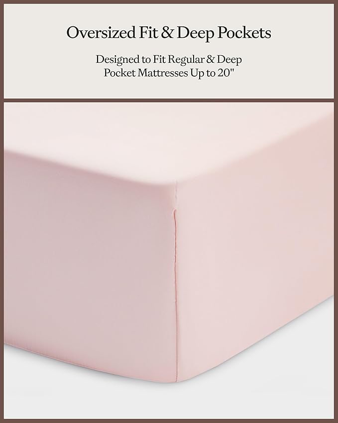 Cozy Earth Luxury Bed Sheet Set - 100% Viscose from Bamboo Fabric, Ultra-Soft & Breathable, Fits Regular & Deep Pocket Mattresses up to 20" - 4 Pieces Twin Sheet Set - Peony