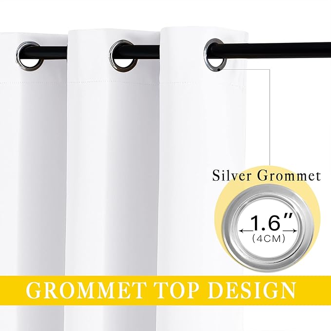 NICETOWN White Sliding Door Curtain for Bedroom, Grommet Thermal Insulated Extra Wide Solid Blackout Window Curtain & Drape for Patio Door/Living Room (1 Panel, Pure White, W80 x L90)