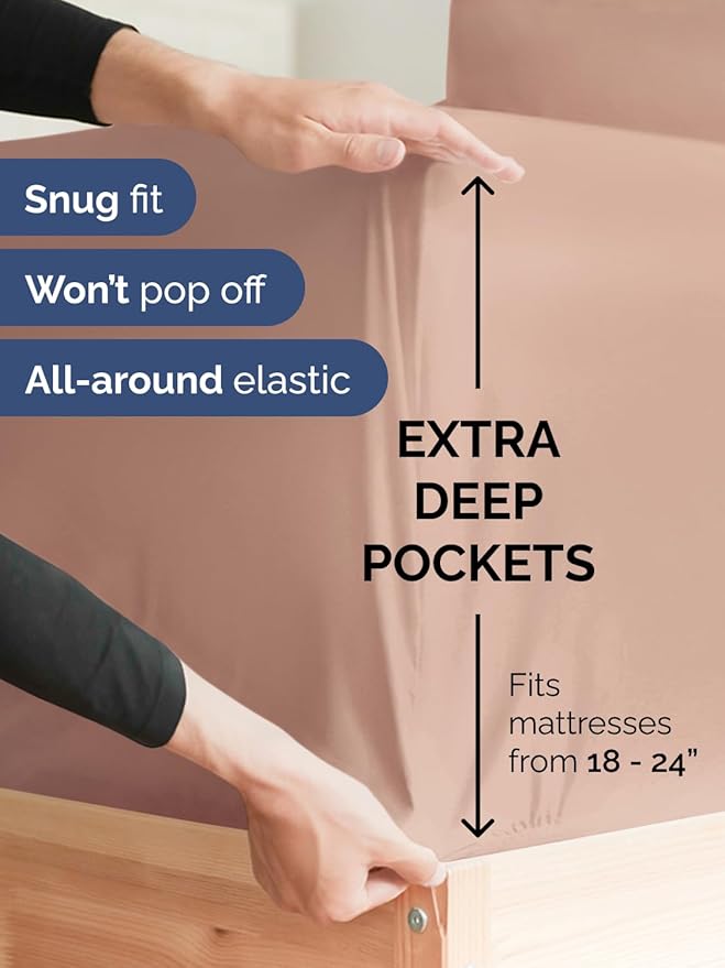 Extra Deep Cal King Sheet Set - 6 Piece Breathable & Cooling Sheets - Hotel Luxury Bed Sheets Set - Easy & Secure Fit - Soft, Wrinkle Free & Comfy Sheets Set - Mauve Sheet Set with Extra Deep Pockets