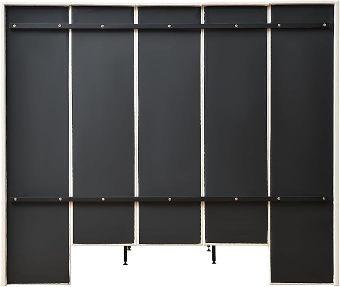 VELOCAVA King Size Upholstered Bed Frame with Extra Tall 71.5" 3D Geometric Headboard, Velvet-Like Fabric, 2 Storage Drawers, 45 Wooden Slats, Adjustable Center Support, No Box Spring Needed, Beige