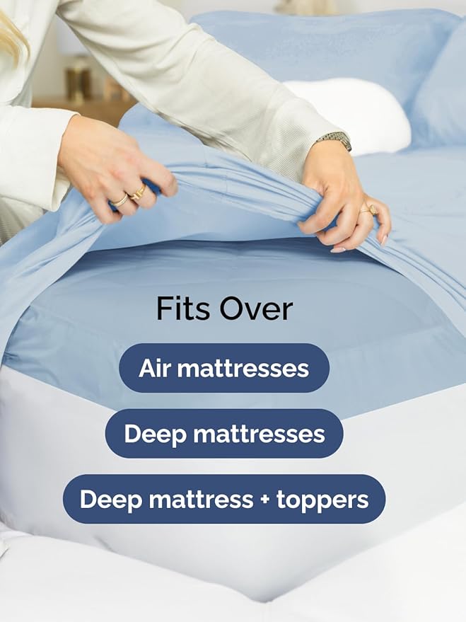 Extra Deep King Sheet Set - 6 Piece Breathable & Cooling Sheets - Hotel Luxury Bed Sheets Set - Easy & Secure Fit - Soft, Wrinkle Free & Comfy Sheets Set - Sky Blue Sheet Set with Extra Deep Pockets