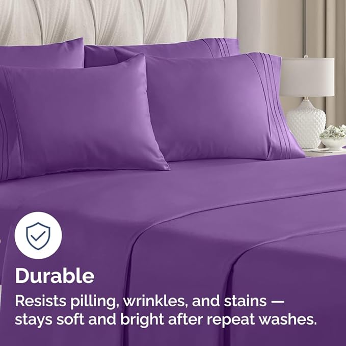 Queen Pillow Cases Set of 10 - Ultra Soft Hotel Quality Pillowcase Covers - Comfy & Wrinkle Free - Shrink, Stain & Fade Resistant - Easy-Care, Machine Washable Pillow Protectors - 10 Pcs Set - Purple