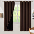 BGment Thermal Insulated 100% Blackout Curtains for Bedroom with Black Liner, Double Layer Full Room Darkening Noise Reducing Grommet Curtain (52 x 72 Inch, Brown, 2 Panels)