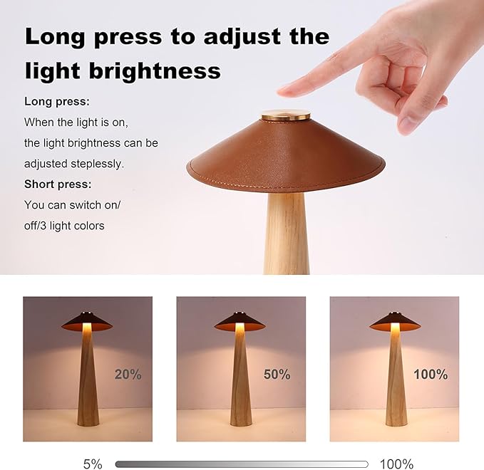 Battery Operated LED Table Lamps, 2000mAh Cordless Desk Lamp with 3 Level Brightness Touch Control Night Light for Nursery,Bedroom,Dining Room(Natural)