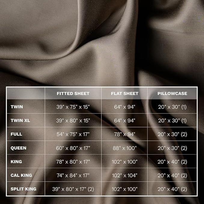 LUXOME Luxury Sheet Set | 100% Rayon (Viscose) from Bamboo | Split King - Truffle | Deep Pockets | 5-Piece Set (2 Fitted, Flat, 2 Pillowcases)