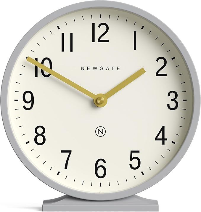 NEWGATE® Q Mantel Clock | Modern Classic Round Mantel Clock | Clockwork Gray | Contemporary Style for Mantel, Desk, Table, Shelf or Bedside