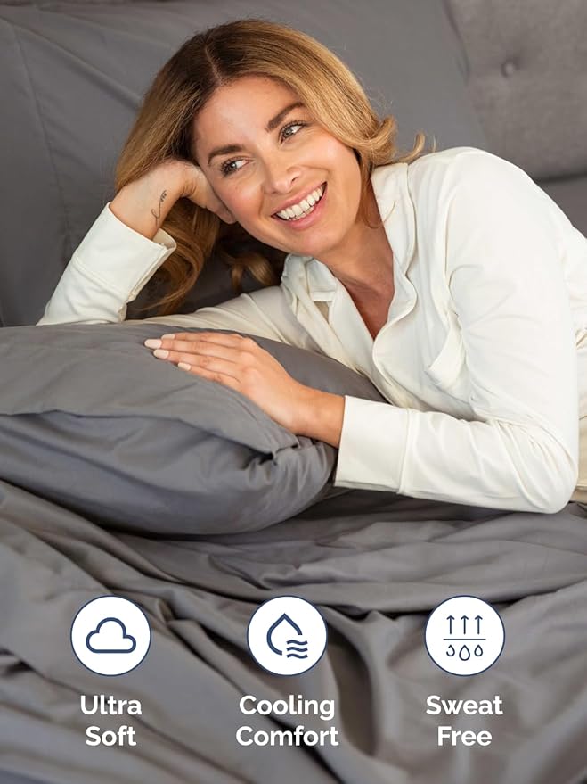 Extra Deep Cal King Sheet Set - 6 Piece Breathable & Cooling Sheets - Hotel Luxury Bed Sheets Set - Easy & Secure Fit - Soft, Wrinkle Free & Comfy Sheets Set - Grey Sheet Set with Extra Deep Pockets
