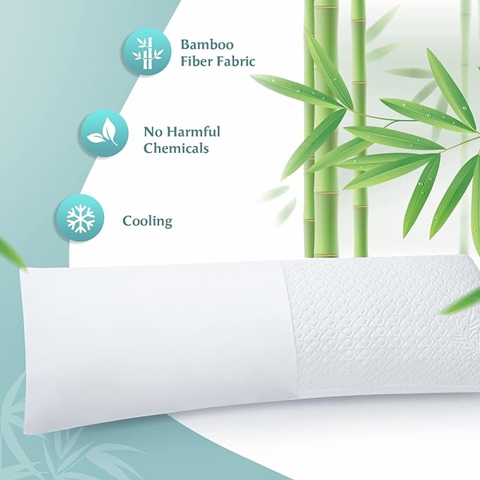Shredded Memory Foam Full Body Pillow – Side Sleeper – Huggable Long Pillow for Body Relief – with Ultra Soft Cooling Cover, 20 x 54 inches