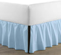 SKY BEDDINGS - Queen Size Ruffled Bed Skirt with Split Corners - 12 Inch Drop Dust Ruffle Bed Skirt with Platform Three Sided Coverage - 100% Microfiber, Light Blue