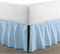 SKY BEDDINGS - Full Size Ruffled Bed Skirt with Split Corners - 16 Inch Drop Dust Ruffle Bed Skirt with Platform Three Sided Coverage - 100% Microfiber, Light Blue